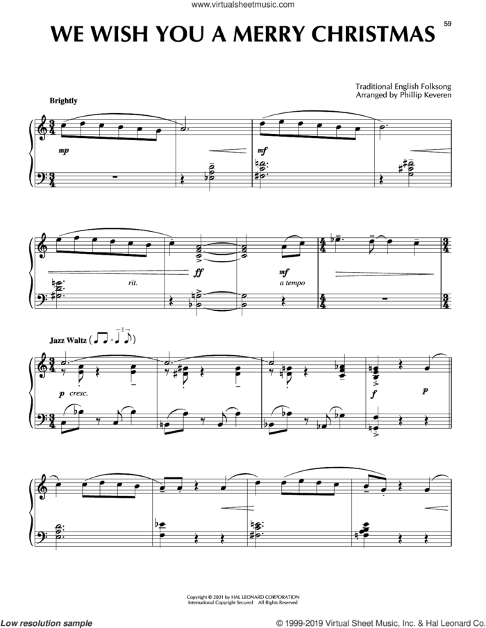 We Wish You A Merry Christmas [Jazz version] (arr. Phillip Keveren) sheet music for piano solo  and Phillip Keveren, intermediate skill level
