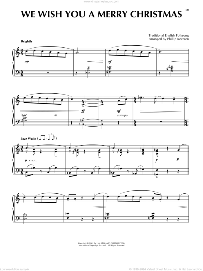 We Wish You A Merry Christmas [Jazz version] (arr. Phillip Keveren) sheet music for piano solo  and Phillip Keveren, intermediate skill level