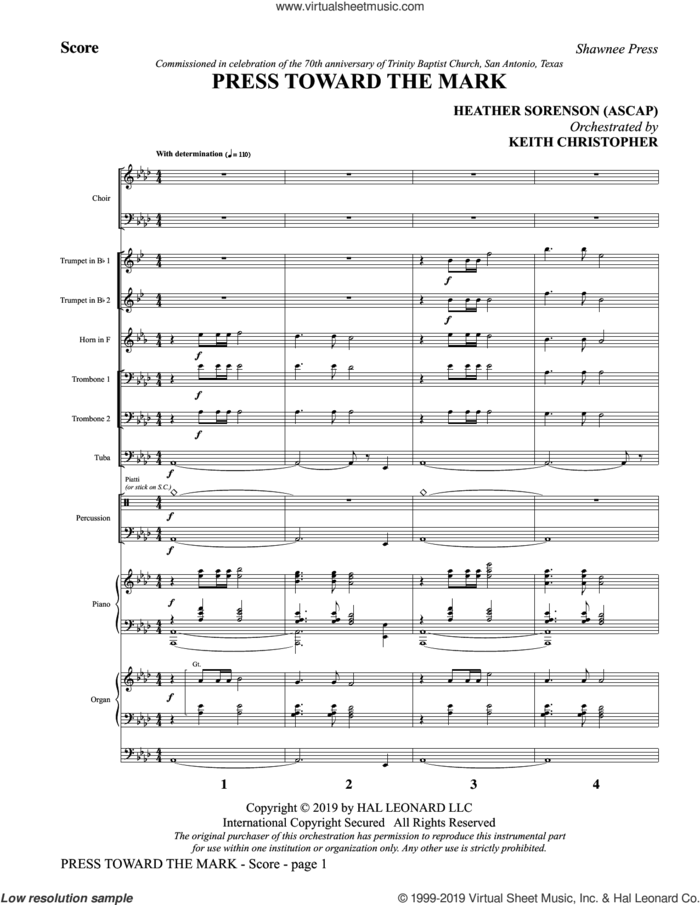 Press Toward the Mark (COMPLETE) sheet music for orchestra/band by Heather Sorenson, intermediate skill level