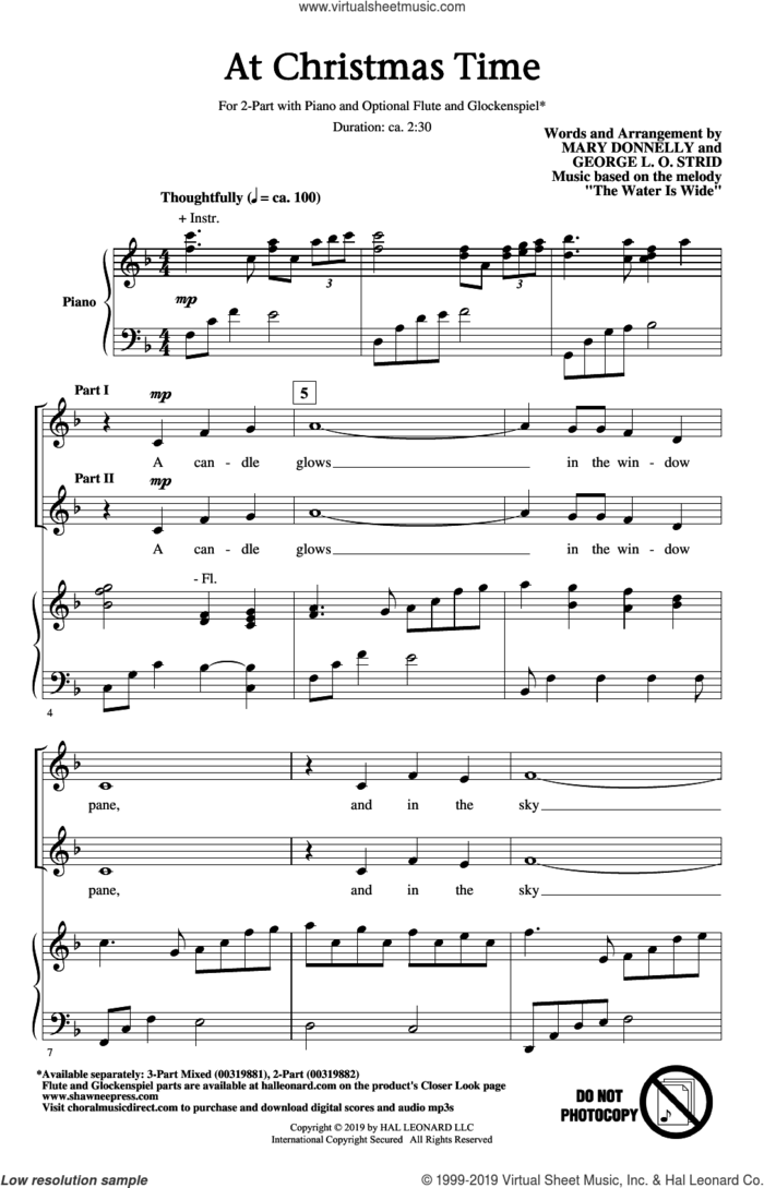At Christmas Time sheet music for choir (2-Part) by Mary Donnelly, George L.O. Strid and Mary Donnelly and George L.O. Strid, intermediate duet