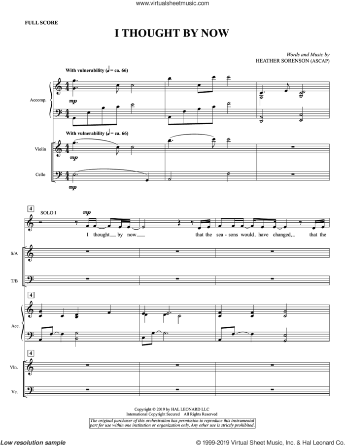 I Thought by Now (COMPLETE) sheet music for orchestra/band by Heather Sorenson, intermediate skill level