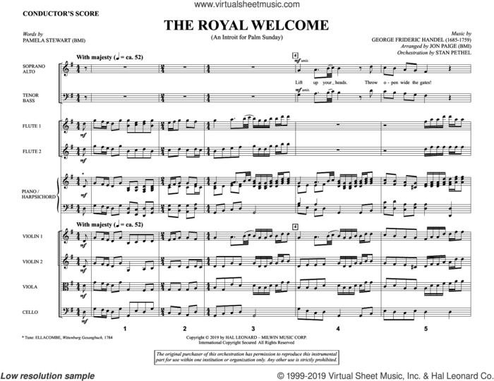 The Royal Welcome (An Introit For Palm Sunday) (arr. John Paige) (COMPLETE) sheet music for orchestra/band by George Frideric Handel, Jon Paige, Pamela Stewart and Pamela Stewart and George Frideric Handel, intermediate skill level
