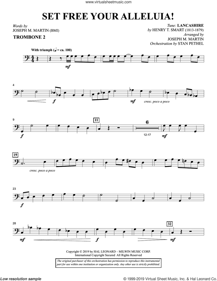 Set Free Your Alleluia! sheet music for orchestra/band (trombone 2) by Joseph M. Martin, intermediate skill level