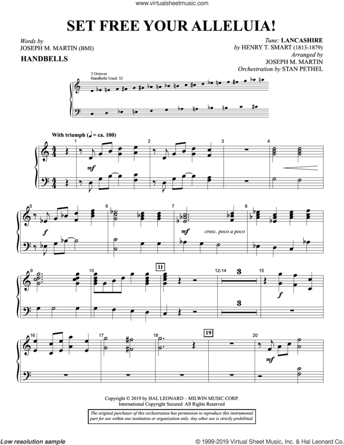 Set Free Your Alleluia! sheet music for orchestra/band (handbells) by Joseph M. Martin, intermediate skill level