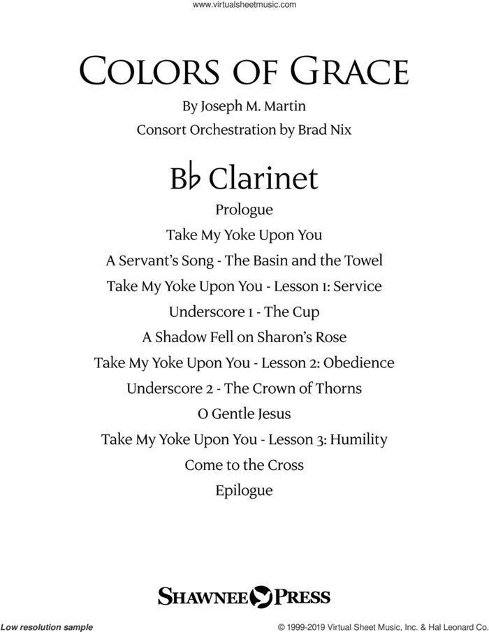 Colors of Grace, lessons for lent (new edition) (consort) sheet music for orchestra/band (Bb clarinet) by Joseph M. Martin, Douglas Nolan and J. Paul Williams, intermediate skill level