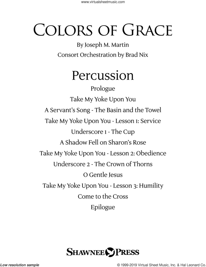 Colors of Grace, lessons for lent (new edition) (consort) sheet music for orchestra/band (percussion) by Joseph M. Martin, Douglas Nolan and J. Paul Williams, intermediate skill level