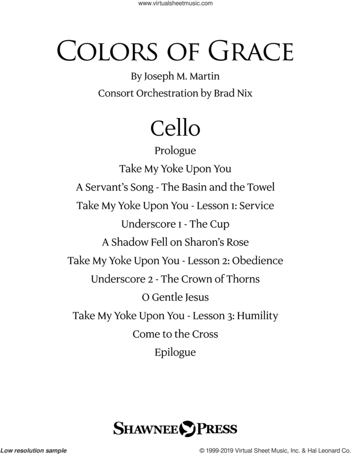 Colors of Grace, lessons for lent (new edition) (consort) sheet music for orchestra/band (cello) by Joseph M. Martin, Douglas Nolan and J. Paul Williams, intermediate skill level