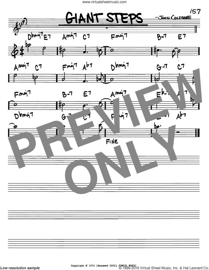 Giant Steps sheet music for voice and other instruments (in Bb) by John Coltrane, intermediate skill level