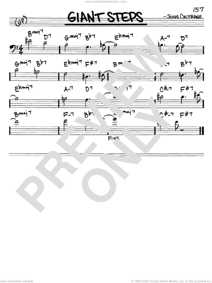 Giant Steps sheet music for voice and other instruments (bass clef) by John Coltrane, intermediate skill level