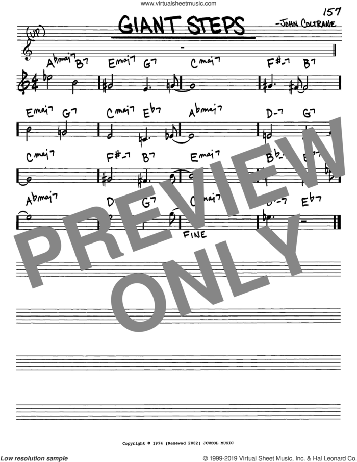 Giant Steps sheet music for voice and other instruments (in Eb) by John Coltrane, intermediate skill level