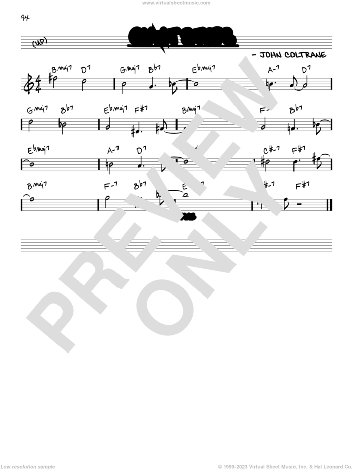 Giant Steps sheet music for voice and other instruments (in C) by John Coltrane, intermediate skill level