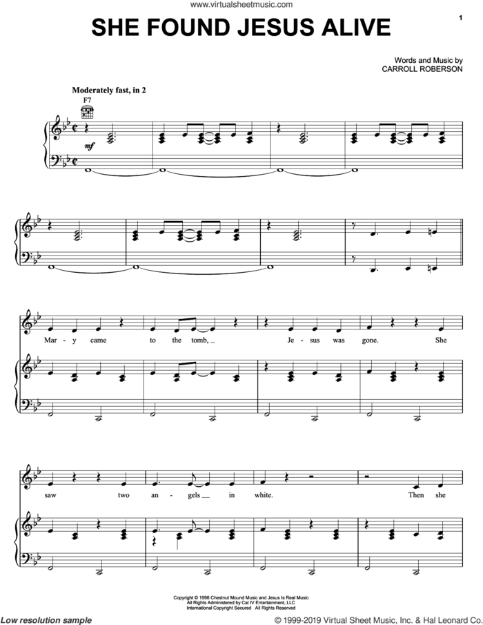 She Found Jesus Alive sheet music for voice, piano or guitar by The Hoppers and Carroll Roberson, intermediate skill level