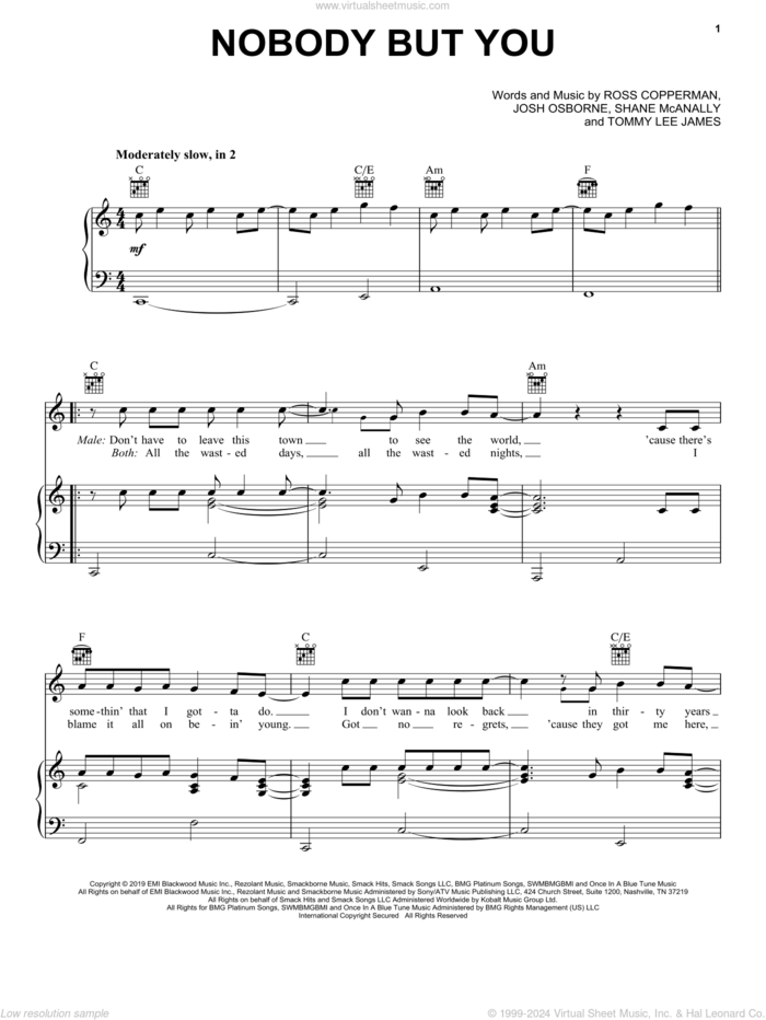 Nobody But You (duet with Gwen Stefani) sheet music for voice, piano or guitar by Blake Shelton, Gwen Stefani, Josh Osborne, Ross Copperman, Shane McAnally and Tommy Lee James, intermediate skill level