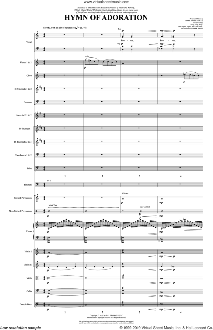 Hymn of Adoration (COMPLETE) sheet music for orchestra/band by Mark Hayes, intermediate skill level