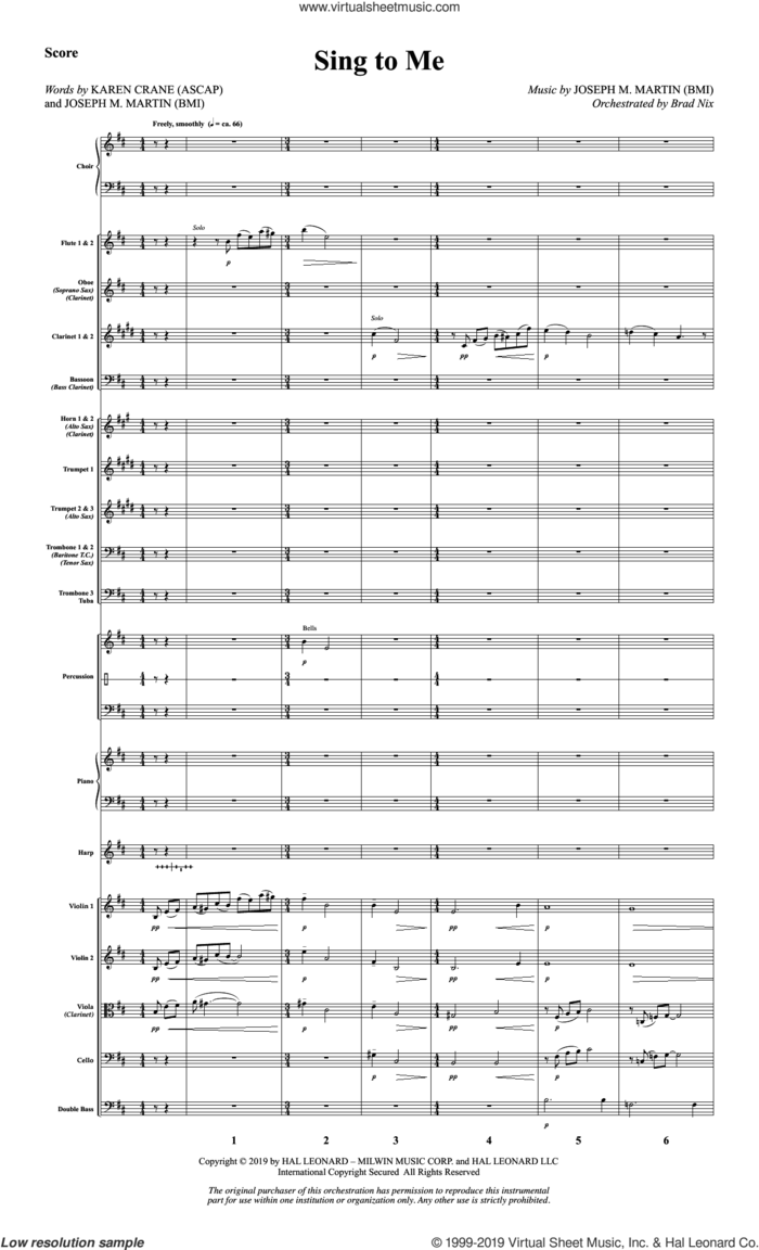 Sing to Me (COMPLETE) sheet music for orchestra/band by Joseph M. Martin, Karen Crane and Karen Crane and Joseph M. Martin, intermediate skill level
