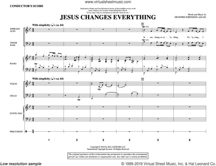 Jesus Changes Everything (COMPLETE) sheet music for orchestra/band by Heather Sorenson, intermediate skill level