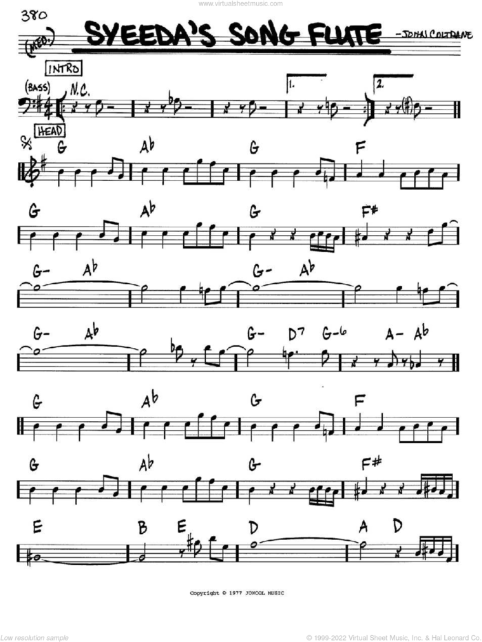 Syeeda's Song Flute sheet music for voice and other instruments (in C) by John Coltrane, intermediate skill level