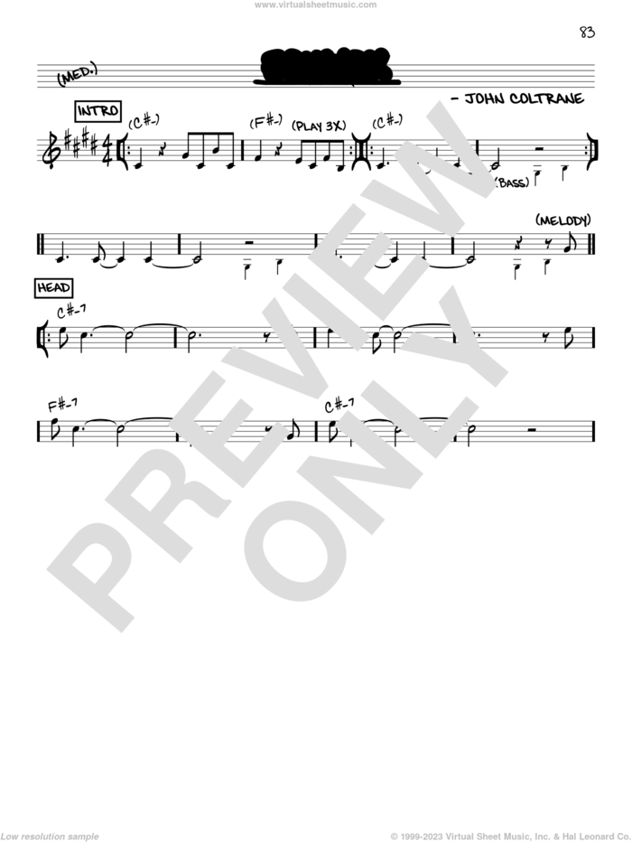 Equinox sheet music for voice and other instruments (in C) by John Coltrane, intermediate skill level