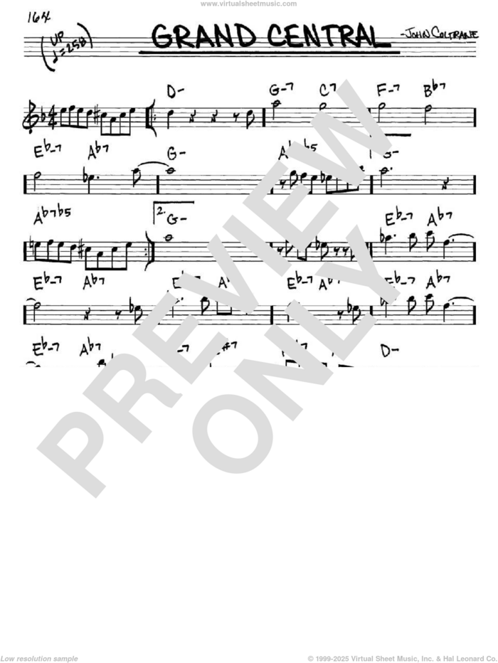 Grand Central sheet music for voice and other instruments (in Eb) by John Coltrane, intermediate skill level