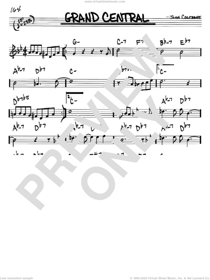 Grand Central sheet music for voice and other instruments (in Bb) by John Coltrane, intermediate skill level