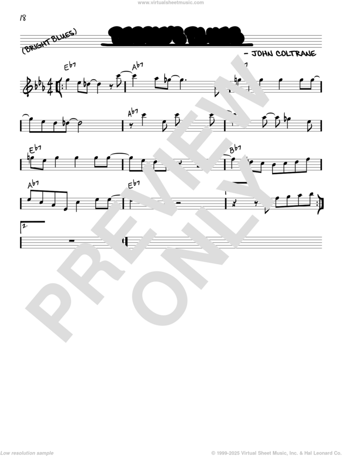 Bessie's Blues sheet music for voice and other instruments (in C) by John Coltrane, intermediate skill level