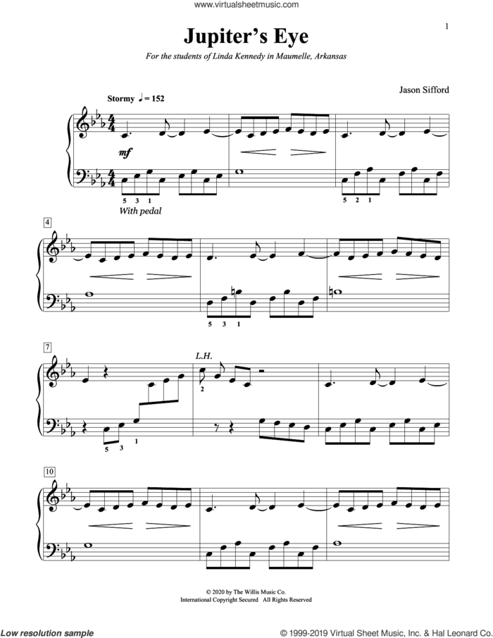 Jupiter's Eye sheet music for piano solo (elementary) by Jason Sifford, beginner piano (elementary)