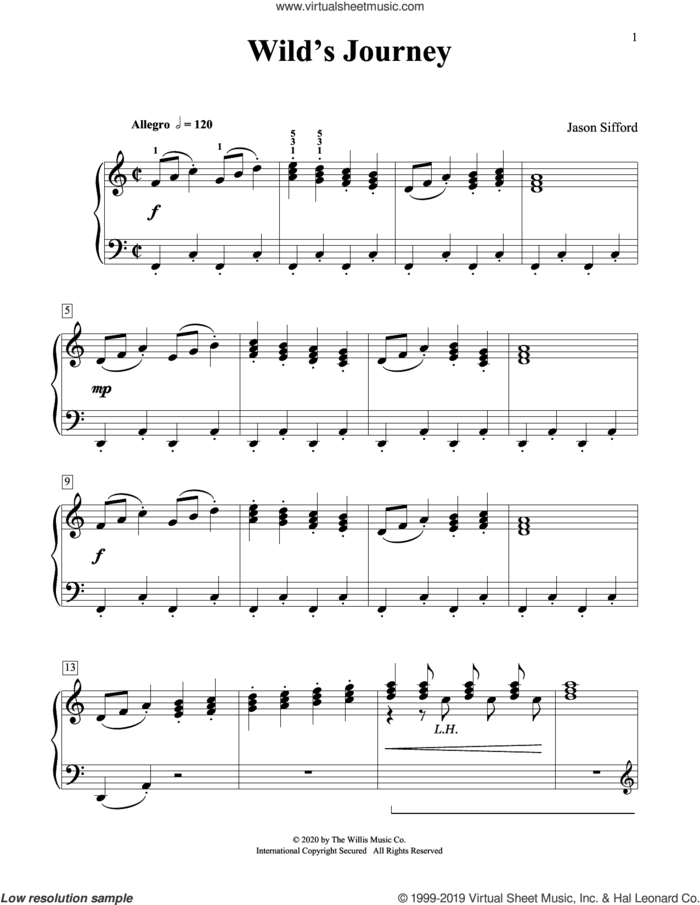 Wild's Journey sheet music for piano solo (elementary) by Jason Sifford, beginner piano (elementary)