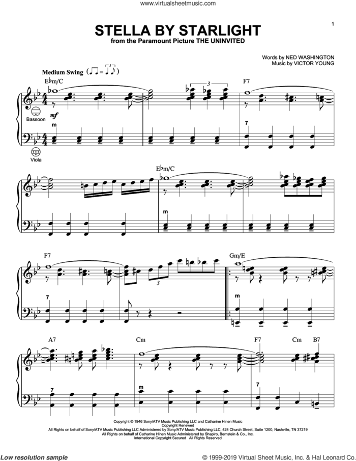 Stella By Starlight (arr. Gary Meisner) sheet music for accordion by Ned Washington, Gary Meisner and Victor Young, intermediate skill level