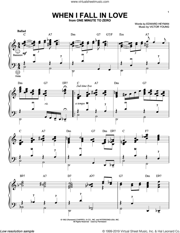When I Fall In Love (arr. Gary Meisner) sheet music for accordion by Victor Young, Gary Meisner and Edward Heyman, intermediate skill level