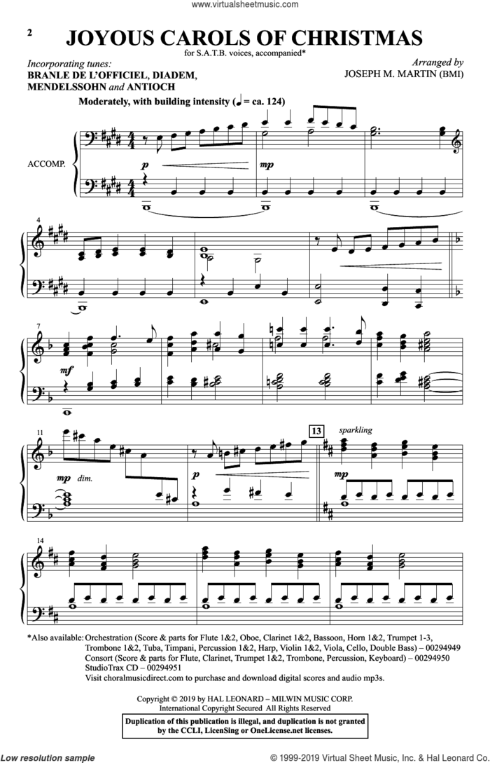 Joyous Carols Of Christmas sheet music for choir (SATB: soprano, alto, tenor, bass) by Joseph M. Martin, intermediate skill level