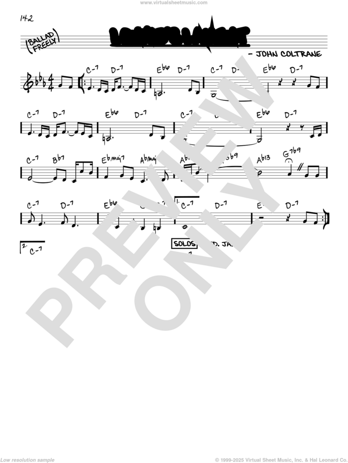 Lonnie's Lament sheet music for voice and other instruments (in C) by John Coltrane, intermediate skill level