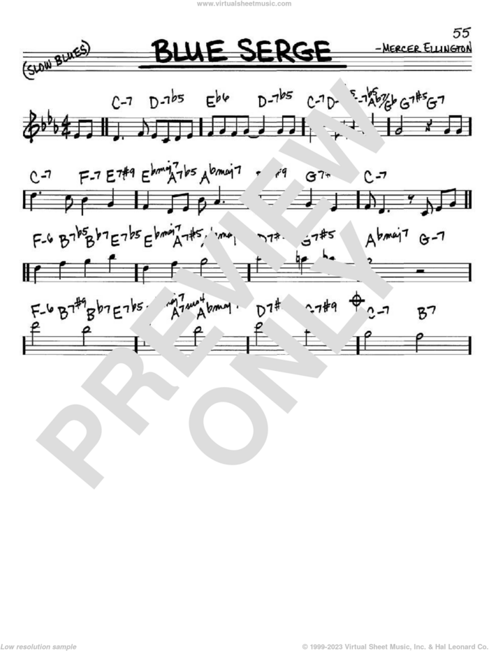Blue Serge sheet music for voice and other instruments (in C) by Duke Ellington and Mercer Ellington, intermediate skill level