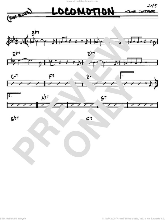 Locomotion sheet music for voice and other instruments (in C) by John Coltrane, intermediate skill level