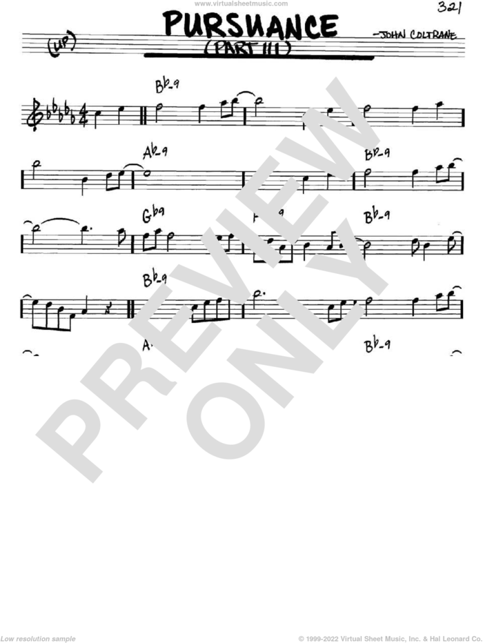 Pursuance sheet music for voice and other instruments (in C) by John Coltrane, intermediate skill level