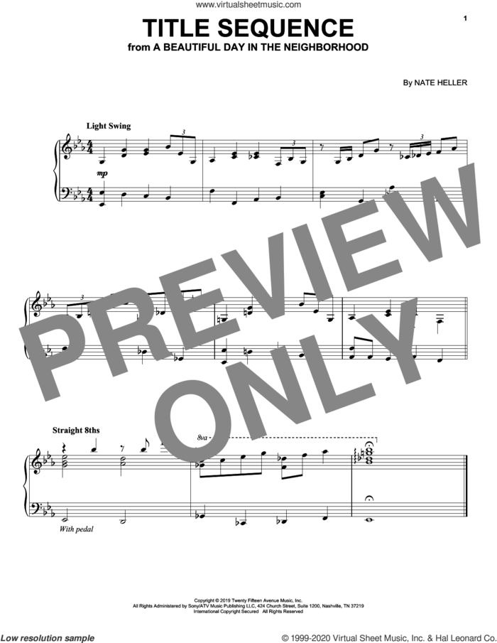 Title Sequence (from A Beautiful Day in the Neighborhood) sheet music for piano solo by Nate Heller, intermediate skill level