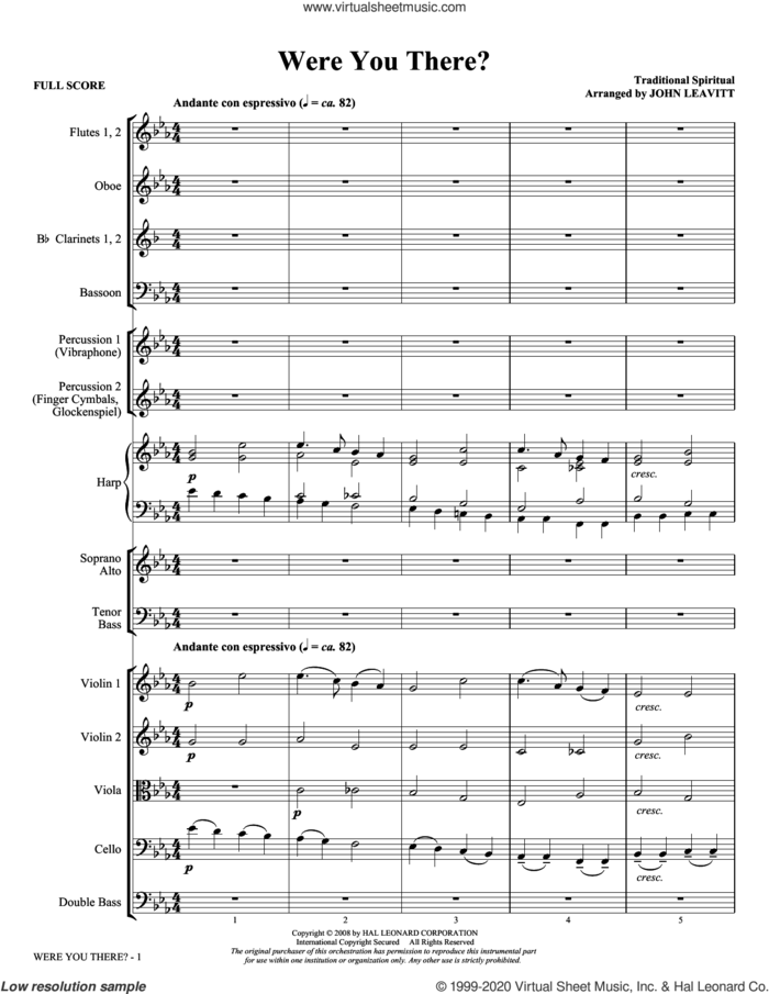 Were You There? (arr. John Leavitt) (COMPLETE) sheet music for orchestra/band  and John Leavitt, intermediate skill level