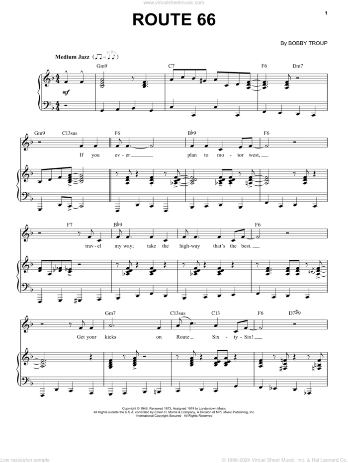 Route 66 [Jazz version] (arr. Brent Edstrom) sheet music for voice and piano (High Voice) by Bobby Troup, intermediate skill level