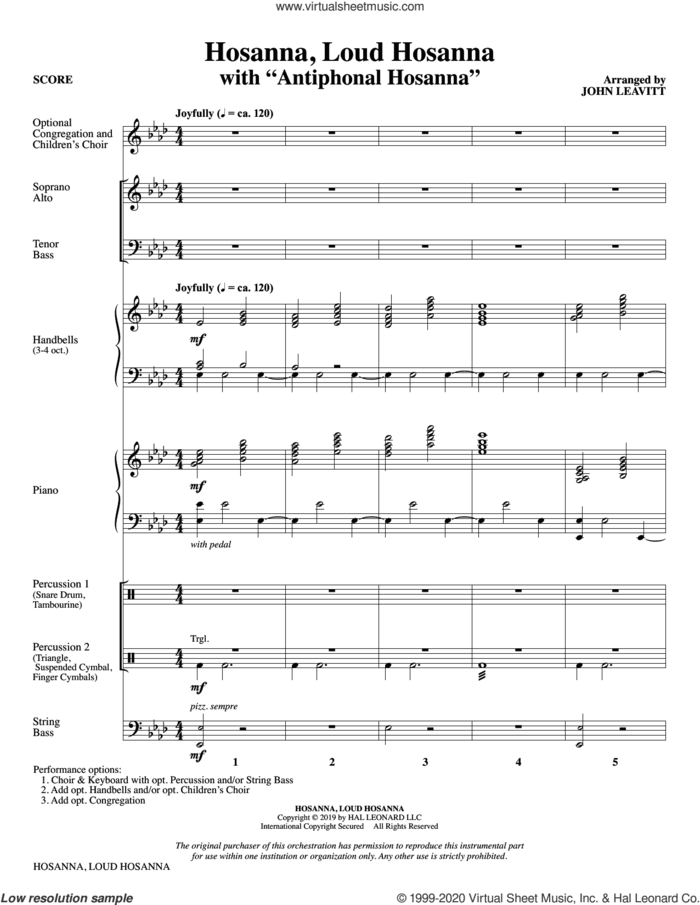 Hosanna, Loud Hosanna (with 'Antiphonal Hosanna') (COMPLETE) sheet music for orchestra/band by John Leavitt, intermediate skill level