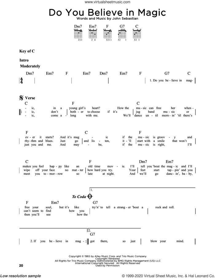 Do You Believe In Magic sheet music for guitar solo (lead sheet) by Lovin' Spoonful and John Sebastian, intermediate guitar (lead sheet)
