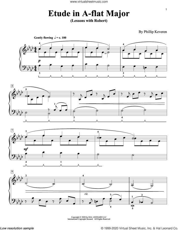 Etude In A-Flat Major (Lessons With Robert) sheet music for piano solo by Phillip Keveren, classical score, intermediate skill level