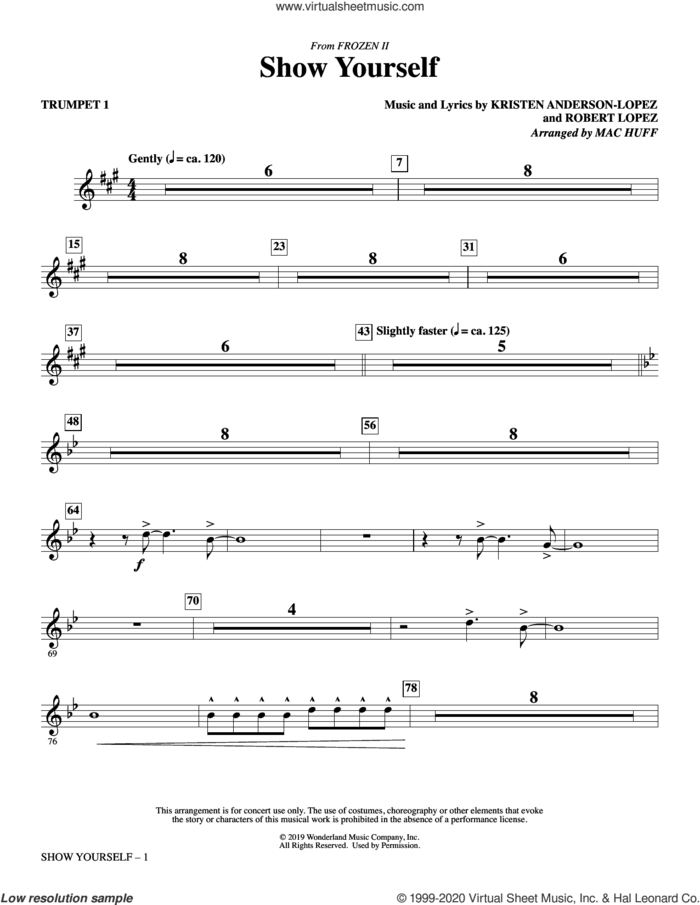 Show Yourself (from Disney's Frozen 2) (arr. Mac Huff) (complete set of parts) sheet music for orchestra/band by Mac Huff, Idina Menzel and Evan Rachel Wood, Kristen Anderson-Lopez and Robert Lopez, intermediate skill level