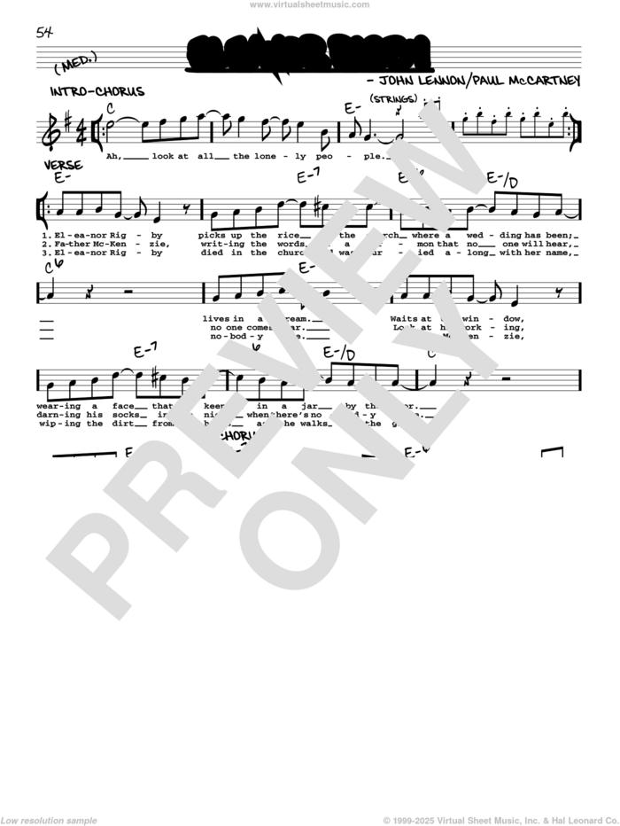 Eleanor Rigby [Jazz version] sheet music for voice and other instruments (real book with lyrics) by The Beatles, John Lennon and Paul McCartney, intermediate skill level