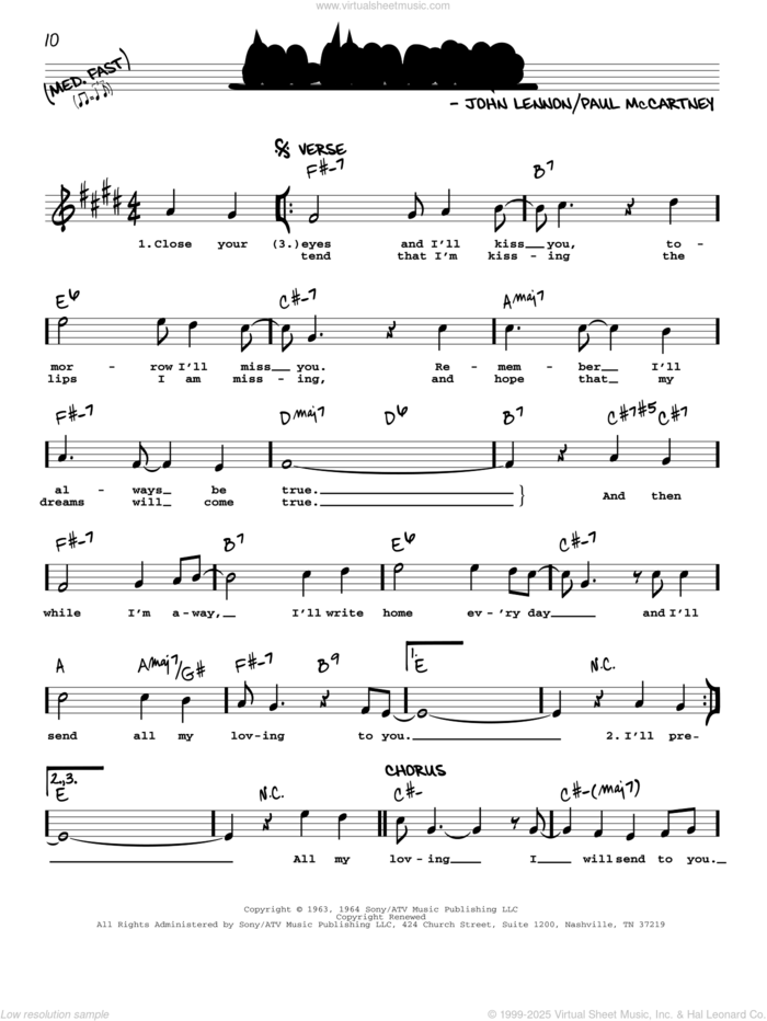 All My Loving [Jazz version] sheet music for voice and other instruments (real book with lyrics) by The Beatles, John Lennon and Paul McCartney, intermediate skill level