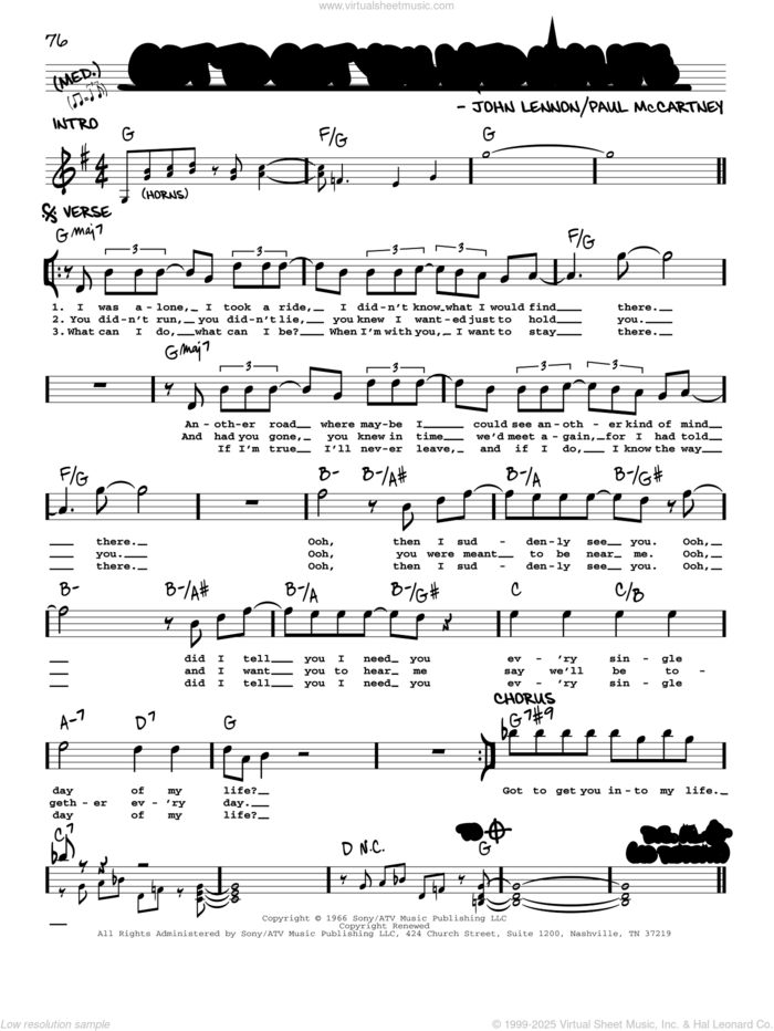 Got To Get You Into My Life [Jazz version] sheet music for voice and other instruments (real book with lyrics) by The Beatles, John Lennon and Paul McCartney, intermediate skill level