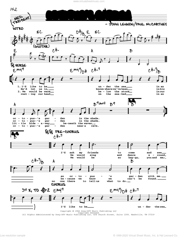 Octopus's Garden [Jazz version] sheet music for voice and other instruments (real book with lyrics) by The Beatles and Richard Starkey, intermediate skill level