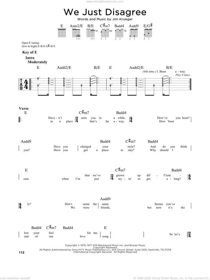 We Just Disagree sheet music for guitar solo (lead sheet) by Dave Mason and Jim Krueger, intermediate guitar (lead sheet)