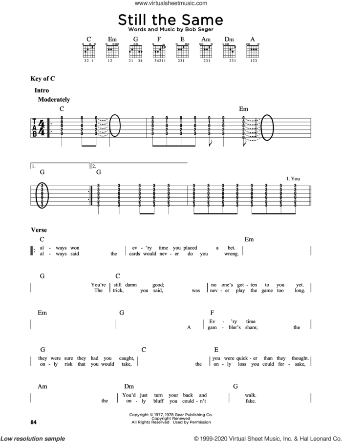 Still The Same sheet music for guitar solo (lead sheet) by Bob Seger, intermediate guitar (lead sheet)