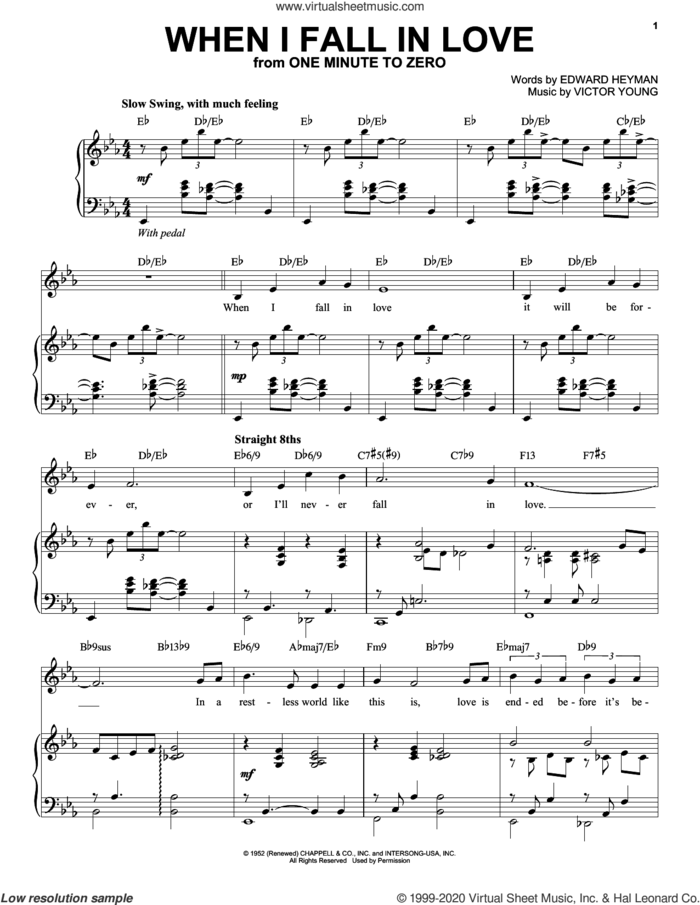 When I Fall In Love [Jazz version] (arr. Brent Edstrom) sheet music for voice and piano (High Voice) by Victor Young, Brent Edstrom, Edward Heyman and Edward Heyman and Victor Young, intermediate skill level