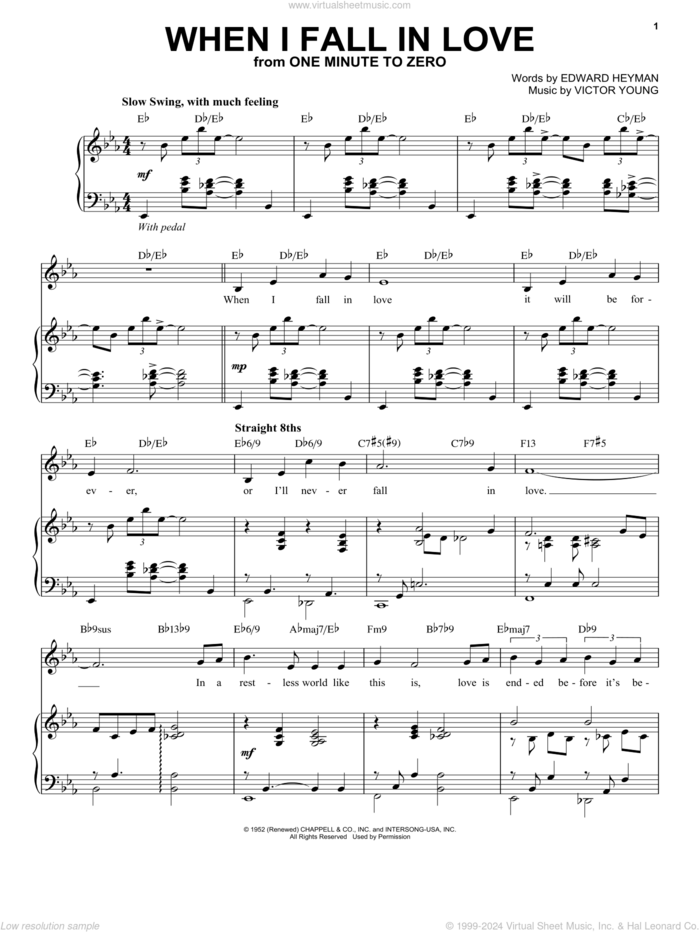 When I Fall In Love [Jazz version] (arr. Brent Edstrom) sheet music for voice and piano (High Voice) by Victor Young, Brent Edstrom, Edward Heyman and Edward Heyman and Victor Young, intermediate skill level