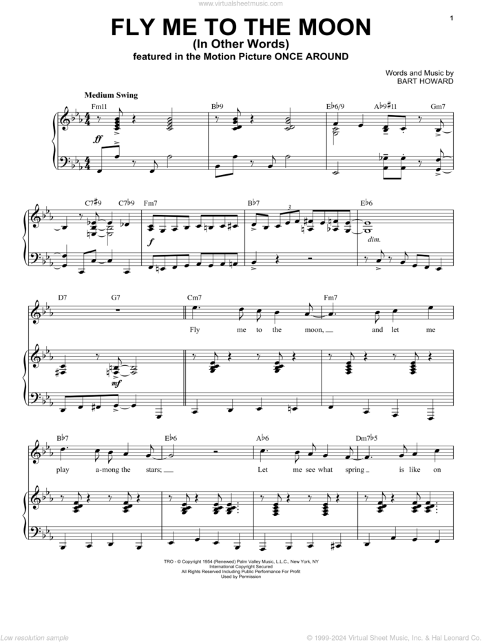 Fly Me To The Moon (In Other Words) [Jazz version] (arr. Brent Edstrom) sheet music for voice and piano (High Voice) by Bart Howard and Brent Edstrom, wedding score, intermediate skill level